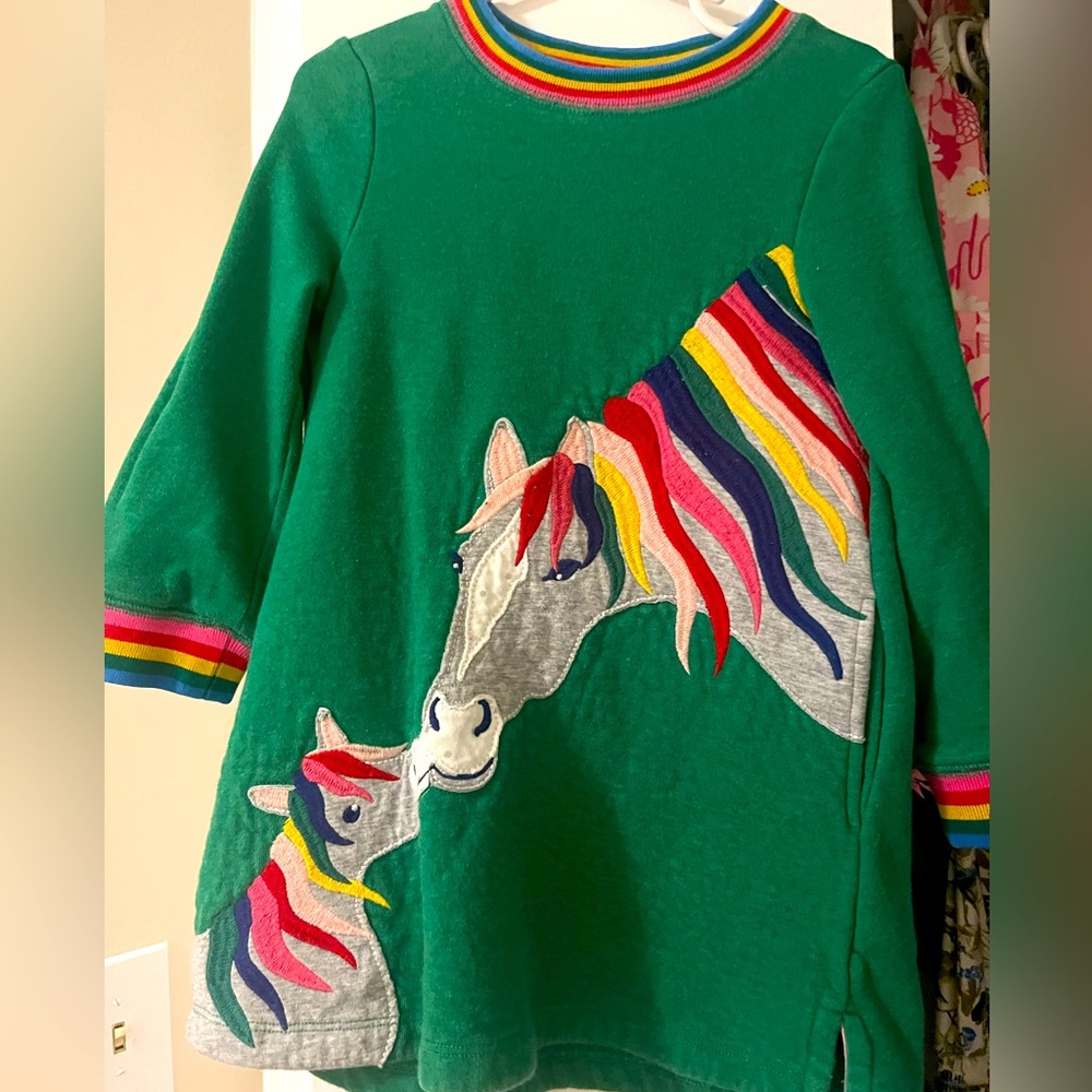 EUC Mini Boden Appliqué Horse Sweatshirt Dress